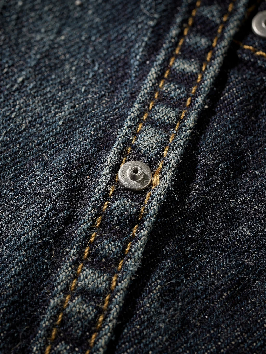 Close up of premium raw denim fabric