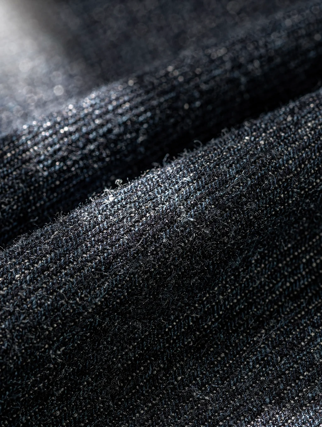 Close up of premium raw denim fabric texture